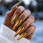 BEMI Lustre Chrome shown on long coffin nails