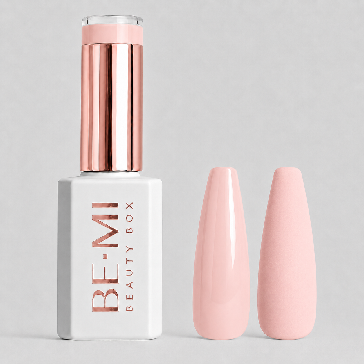 BEMI Beauty Box Creami Malibu O25 - 15ml gel polish bottle and colour swatches