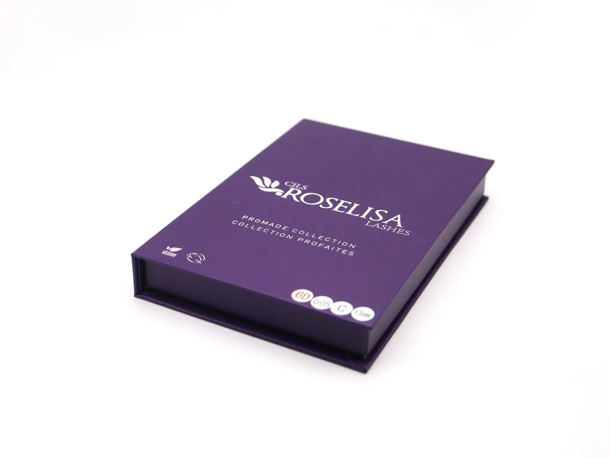 Roselisa - Promade Volume Fans - C-Curl - 8D x 13mm closed purple Promade box angled view