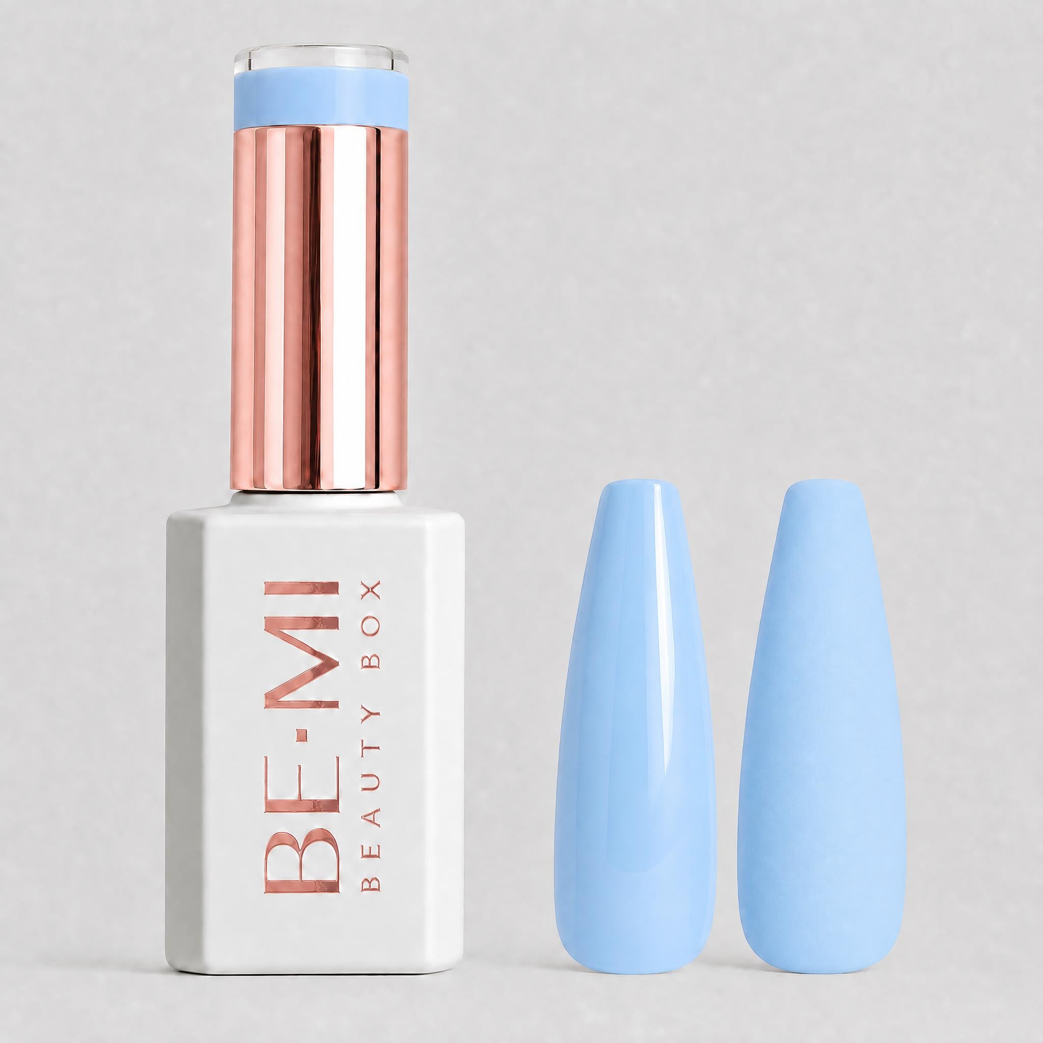 BEMI Creami SS03 Frost And Found gel polish bottle and blue swatches