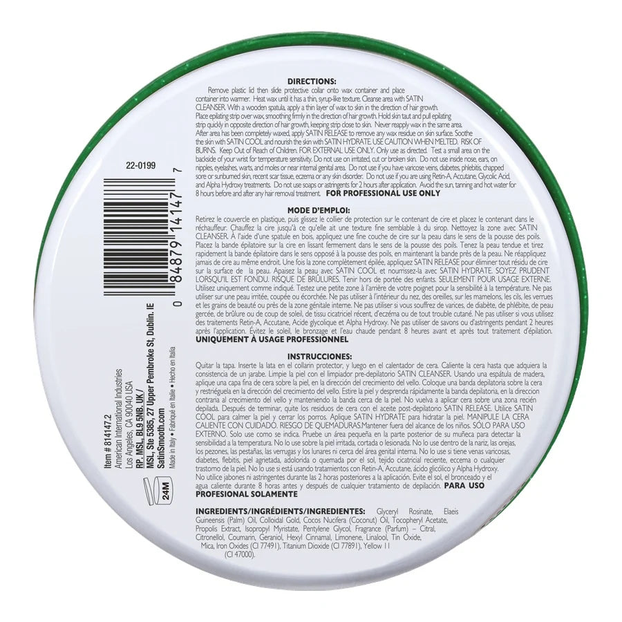 Back label of a cosmetic product with text and a barcode on a white background