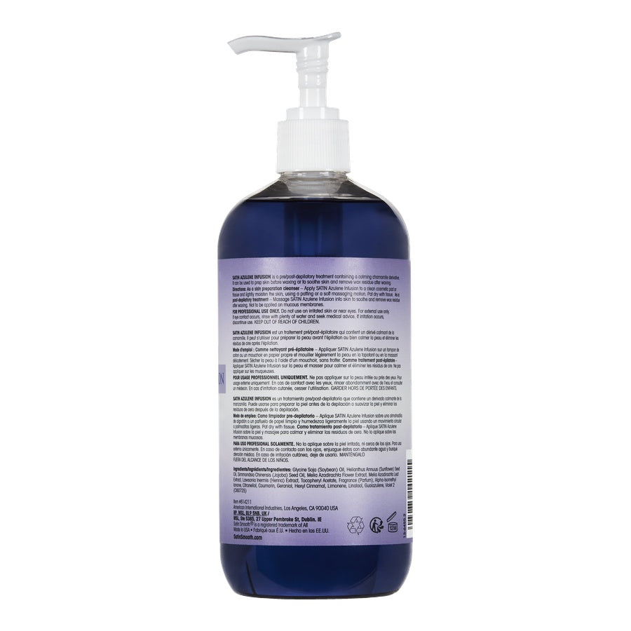 Back label and pump of Satin Smooth Satin Azulene Pre/Post Depilatory Treatment 16oz