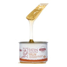 Can of satin smooth honey wax with argan oil on a white background