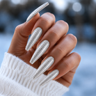 BEMI Metal Leaf Gel - Silver - 5ml shown on long coffin nails