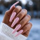 BEMI Quartz Gel - Strawberry - 15ml shown on long coffin nails