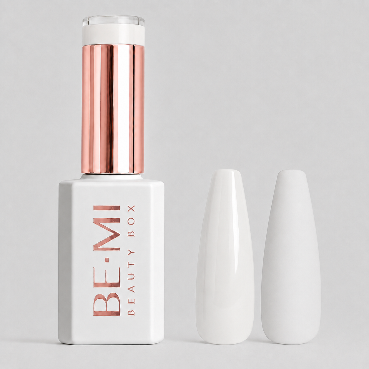 BEMI Creami - Ultra White W01 - 15ml gel polish bottle and colour swatches