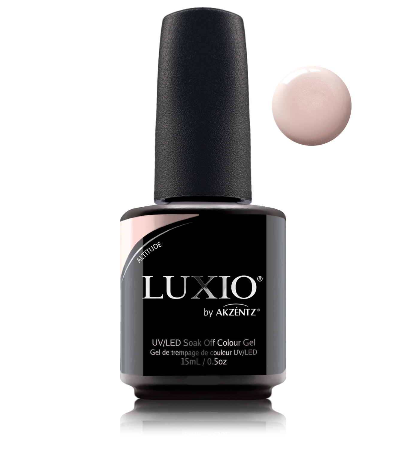Akzentz Luxio Altitude 15 mL color gel bottle with swatch