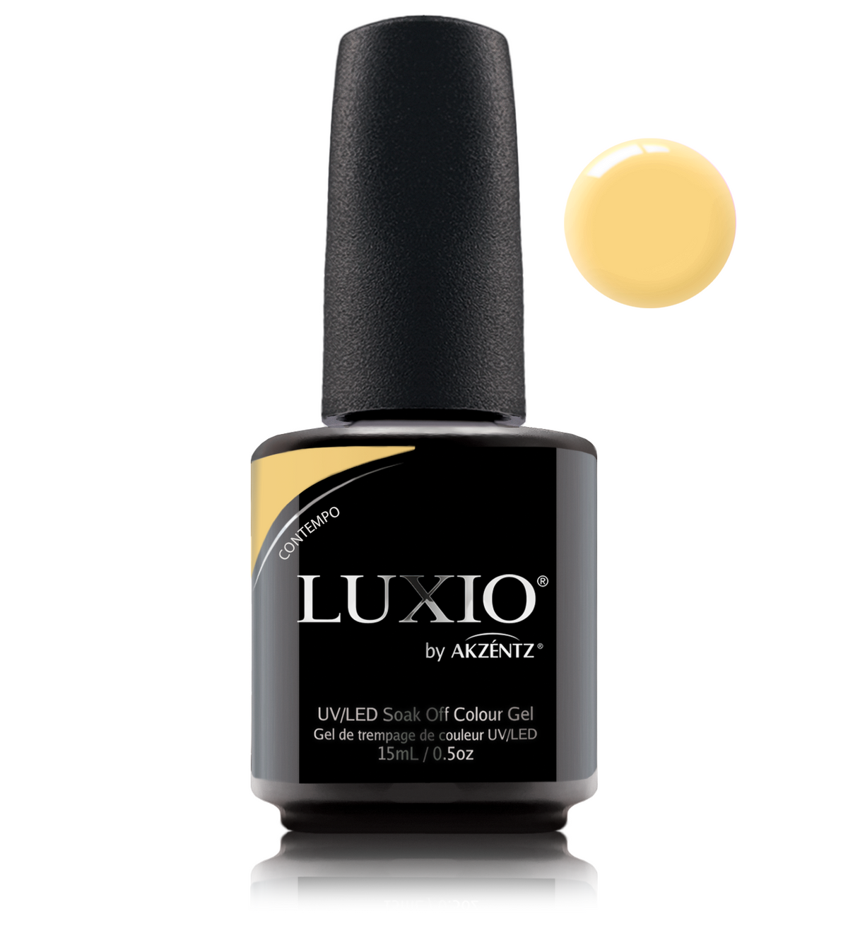 Akzentz Luxio Contempo 15 mL color gel bottle with swatch