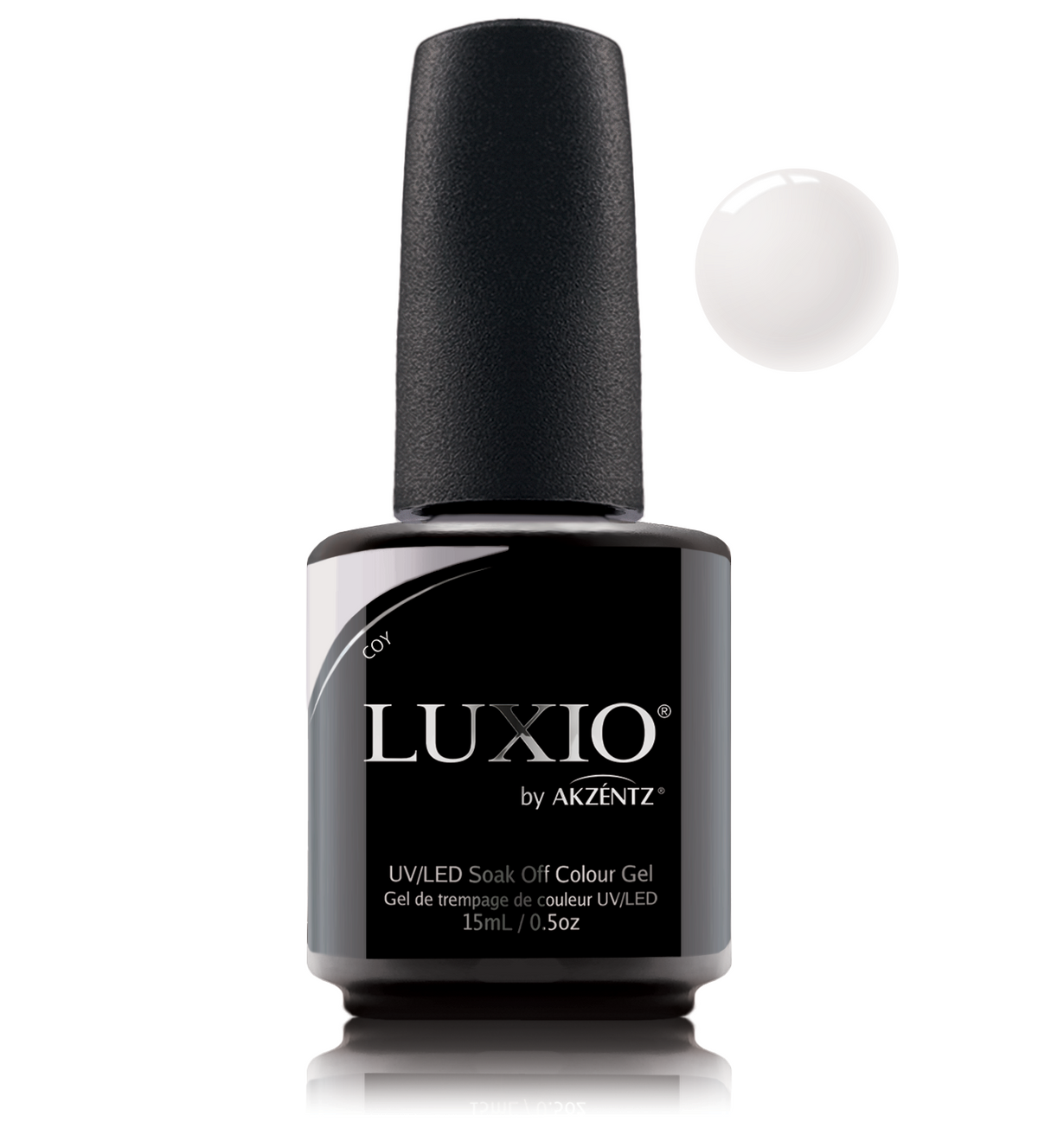 Akzentz Luxio Coy 15 mL color gel bottle with swatch