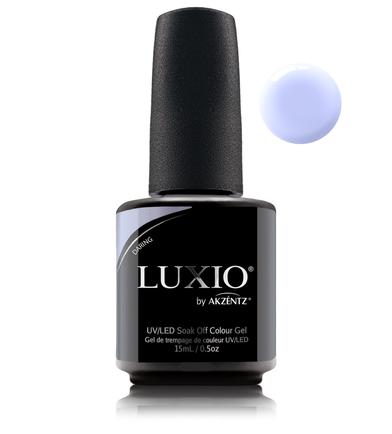 Akzentz Luxio Daring 15 mL color gel bottle with swatch