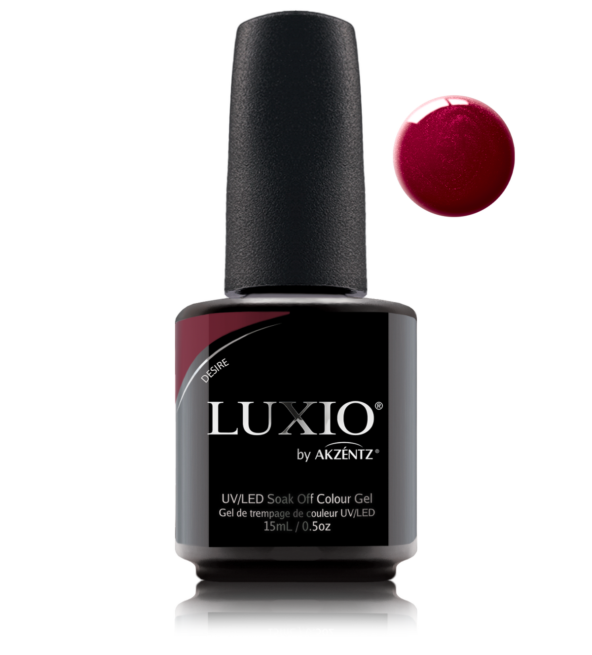 Akzentz Luxio Desire 15 mL color gel bottle with swatch