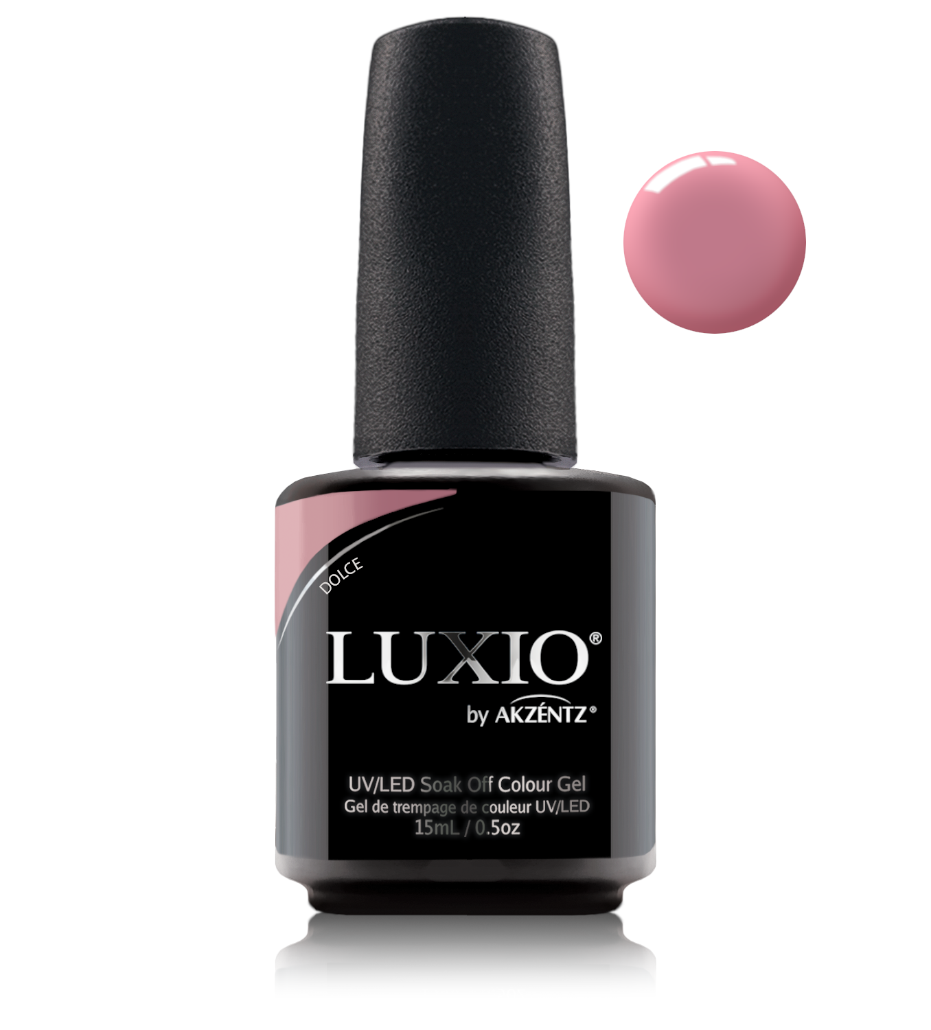 Akzentz Luxio Dolce 15 mL color gel bottle with swatch