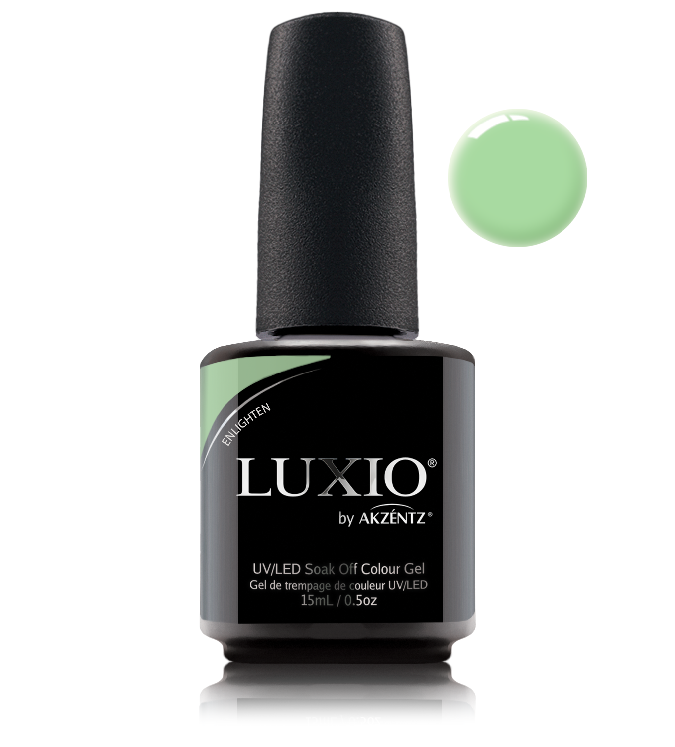 Akzentz Luxio Enlighten 15 mL color gel bottle with swatch