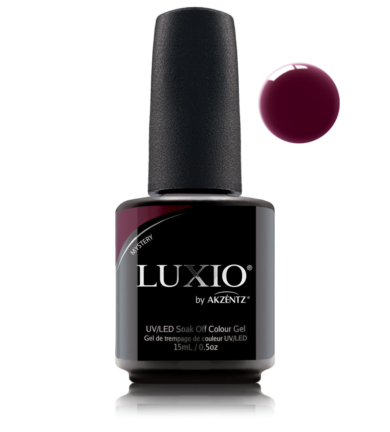 Akzentz Luxio Mystery 15 mL color gel bottle with swatch