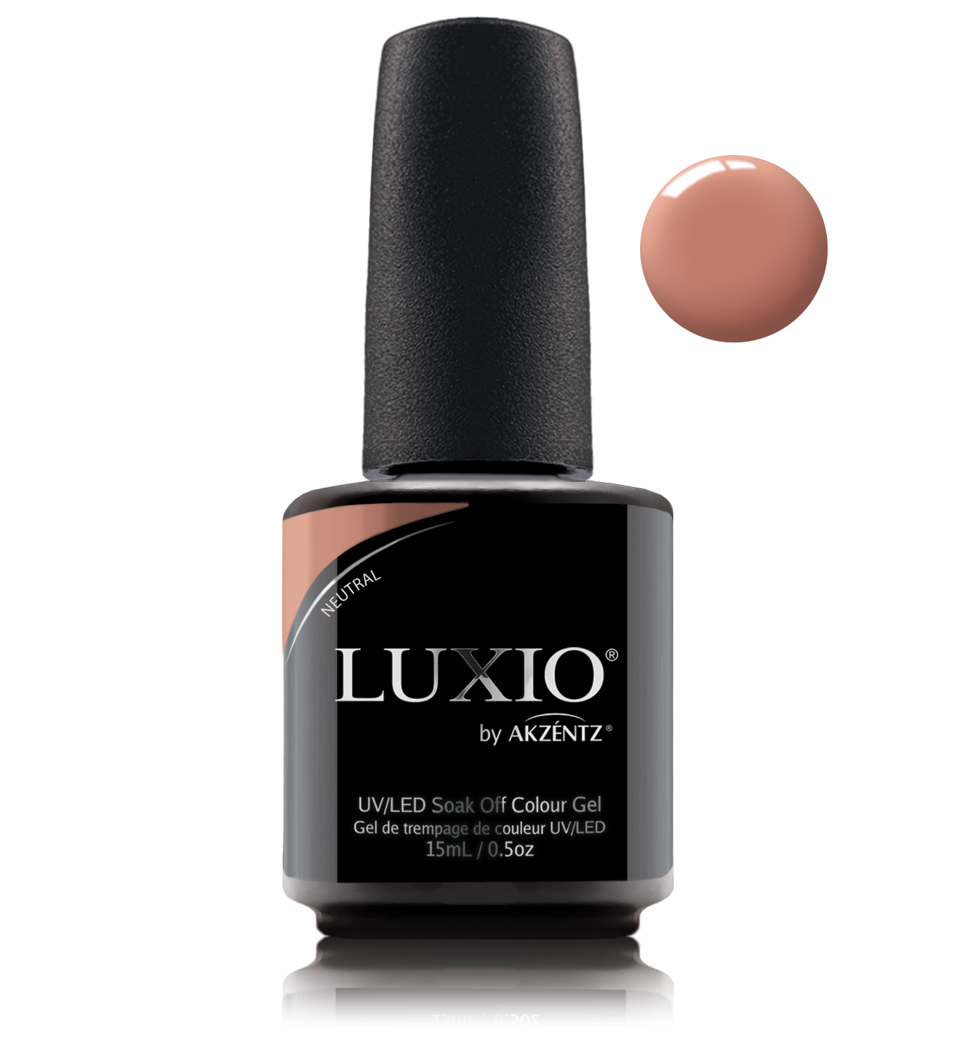 Akzentz Luxio Neutral 15 mL color gel bottle with swatch