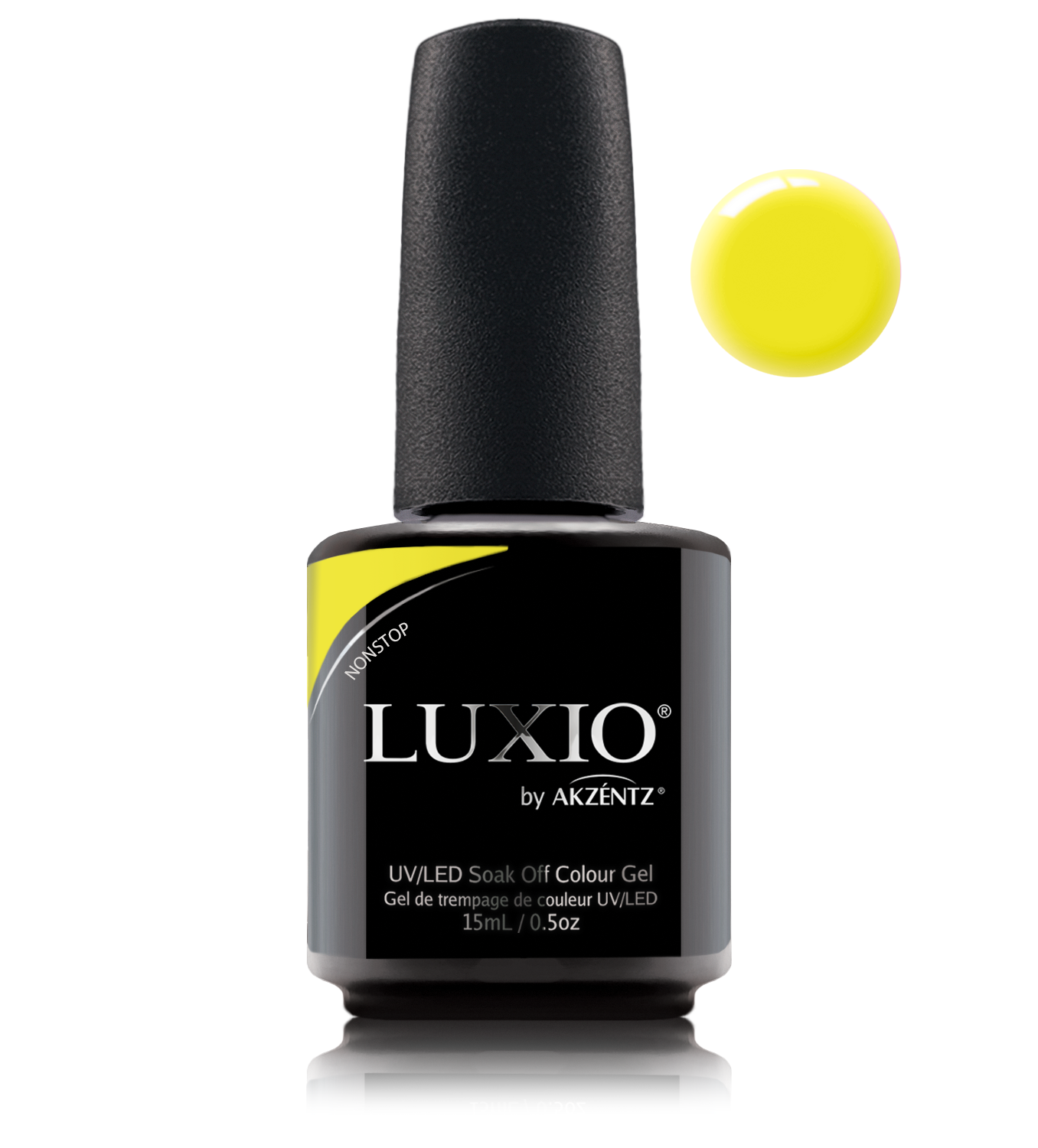 Akzentz Luxio Nonstop 15 mL color gel bottle with swatch