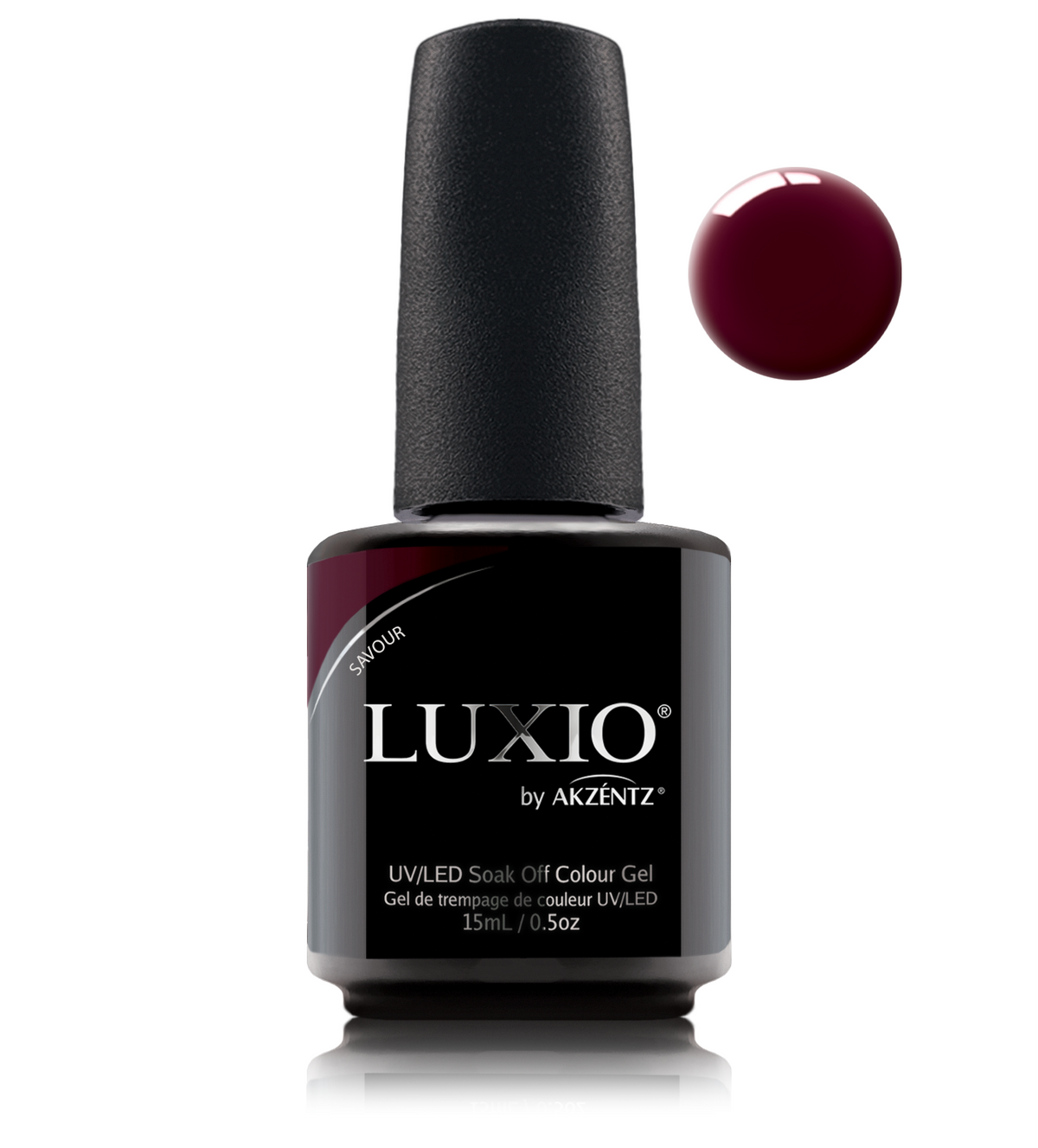 Akzentz Luxio Savour 15 mL color gel bottle with swatch