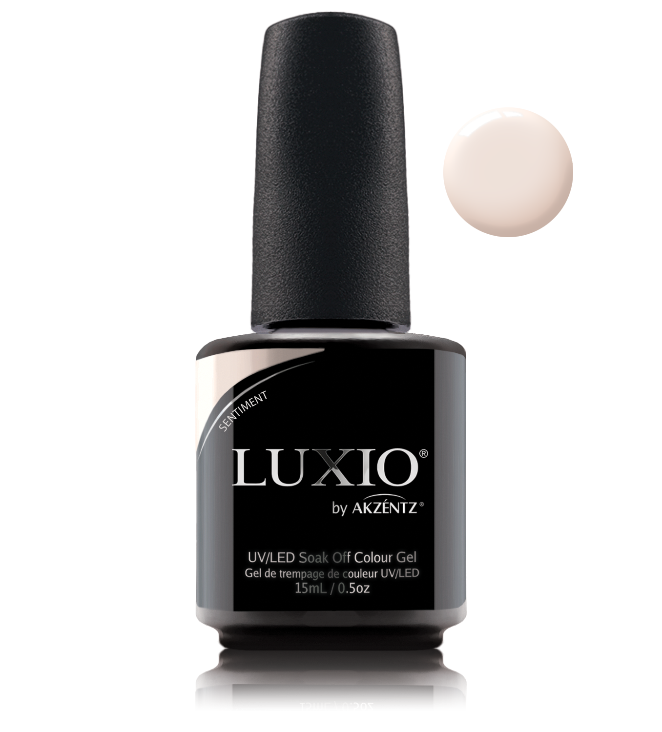 Akzentz Luxio Sentiment 15 mL color gel bottle with swatch