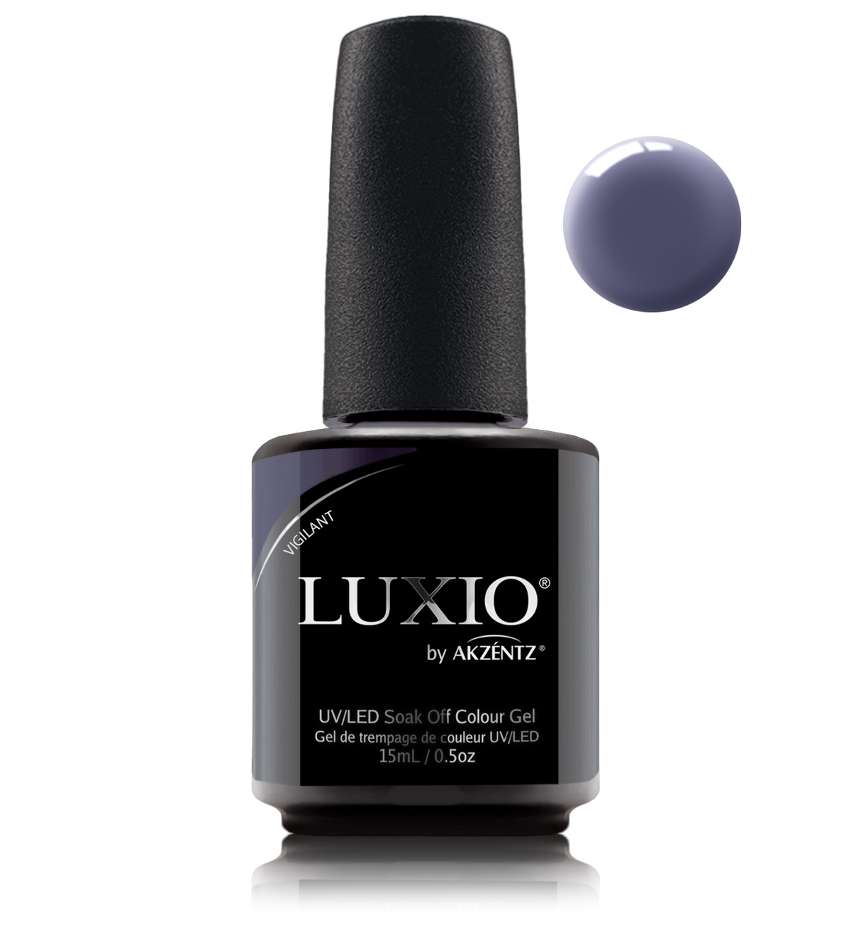Akzentz Luxio Vigilant 15 mL color gel bottle with swatch