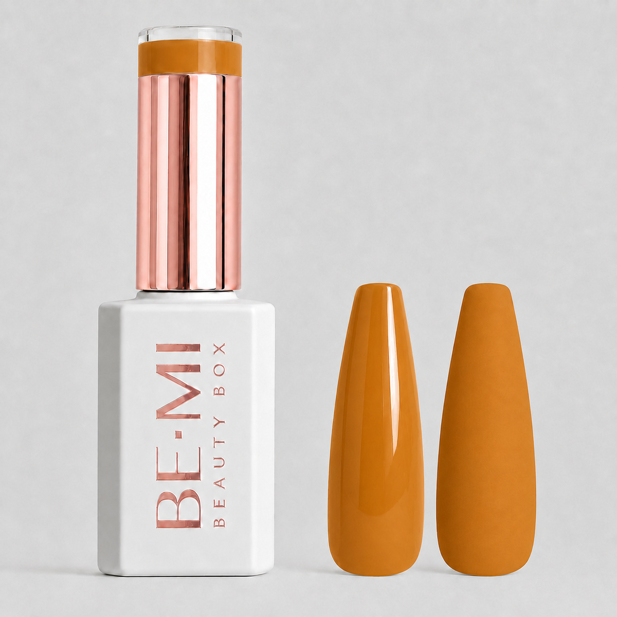 BEMI Beauty Box Creami Amber F04 - 15ml gel polish bottle and colour swatches