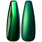 Glossy and matte Rich emerald green nail swatches for BEMI Chrome Flora.