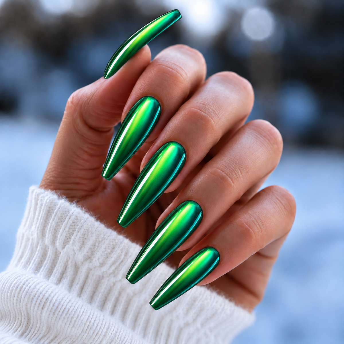 BEMI Chrome Flora nails in a color photo.