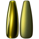 Glossy and matte Antique gold with an olive shift nail swatches for BEMI Chrome Halo.