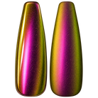 Glossy and matte Olive green with gold and red shifts nail swatches for BEMI Chrome Prism.