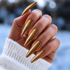 BEMI Chrome Rose Gold nails in a color photo.