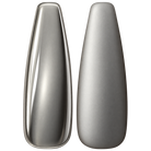 Glossy and matte Cool silver gray nail swatches for BEMI Chrome Silver Mirror.