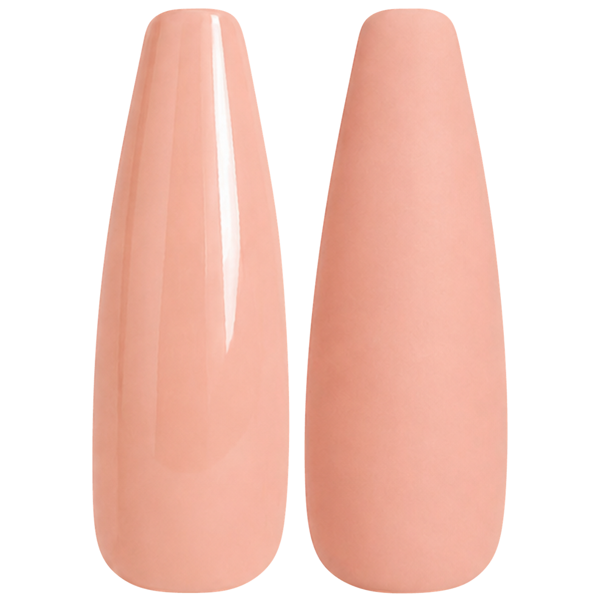 Glossy and matte sheer peach pink nail swatches for BEMI Creami Bellini SN03.
