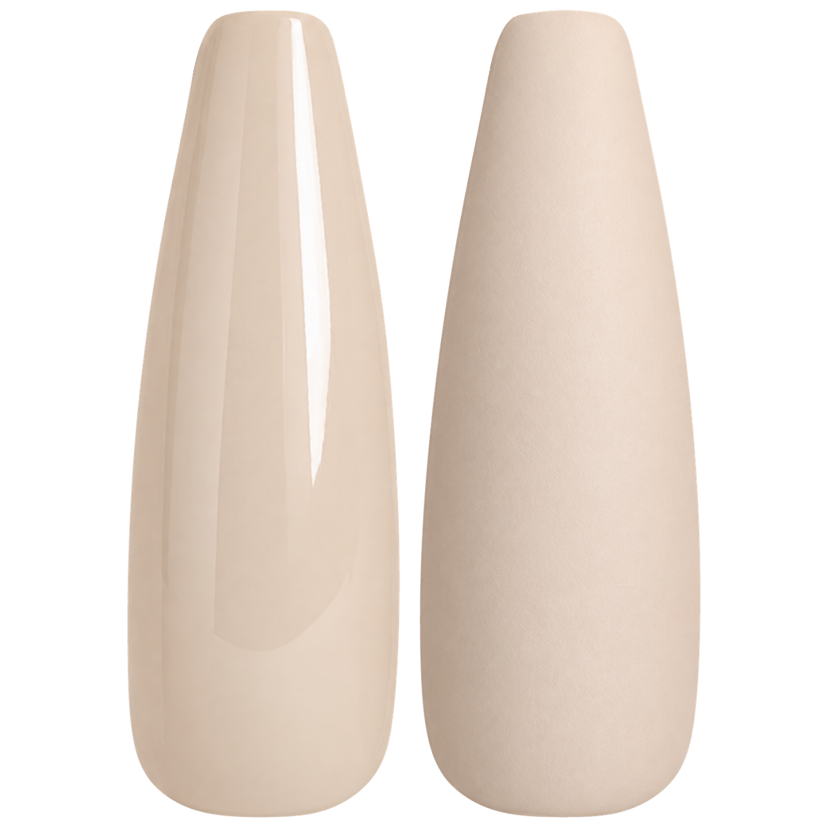 Glossy and matte light peach nude nail swatches for BEMI Creami Bisou N09.
