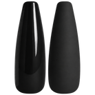 Glossy and matte true black nail swatches for BEMI Creami Blackout B01.