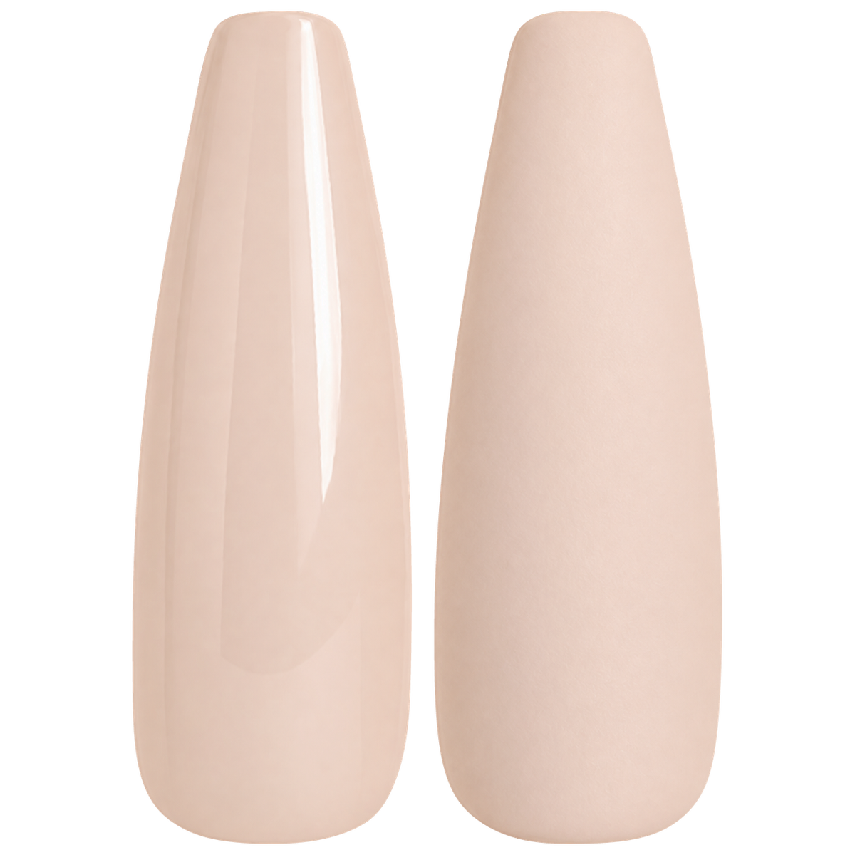 Glossy and matte pale pink greige nail swatches for BEMI Creami Chiffon N10.