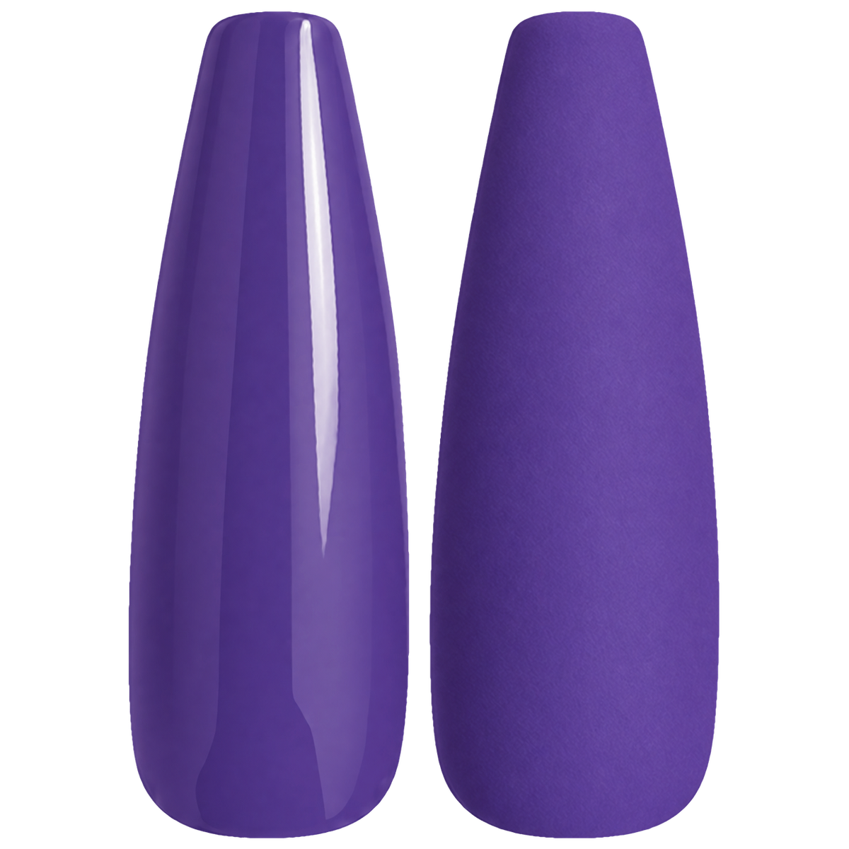 Glossy and matte smoky medium purple nail swatches for BEMI Creami Moxie O21.