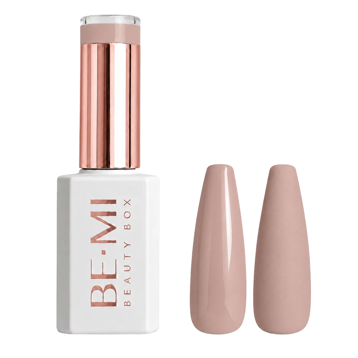 BEMI Creami Muse N11 muted blush nude gel polish bottle.
