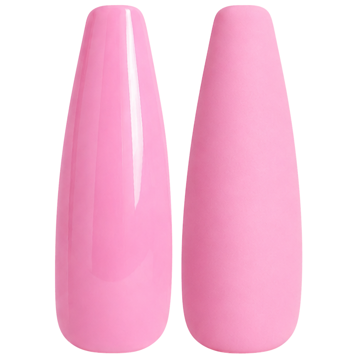 Glossy and matte bright sheer pink nail swatches for BEMI Creami Pinky Promise CR106.