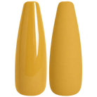 Glossy and matte rich orange gold nail swatches for BEMI Creami Saffron F04.