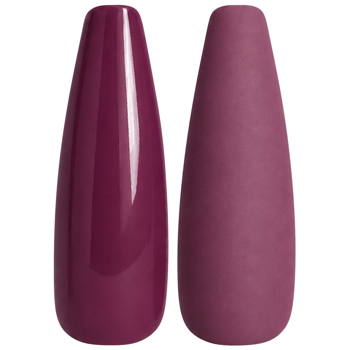 Glossy and matte deep berry plum nail swatches for BEMI Creami Sangria F09.
