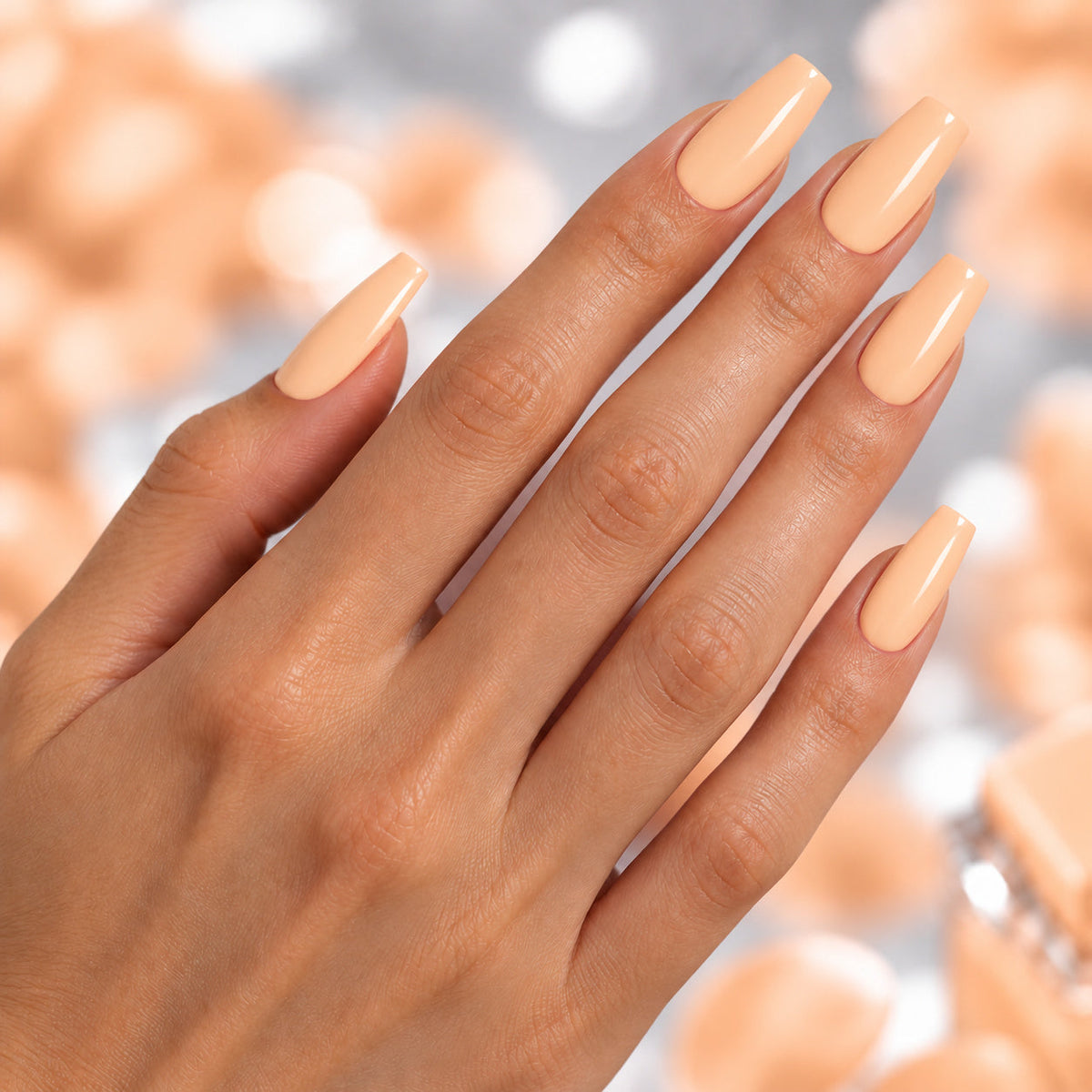 BEMI Creami Sundrop P03 nails in a color photo.