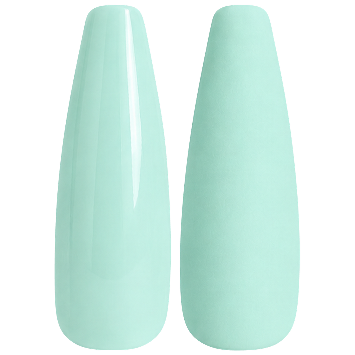 Glossy and matte pale mint aqua nail swatches for BEMI Creami Zephyr O09.