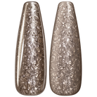 Glossy and matte Warm greige taupe nail swatches for BEMI Metal Leaf Moonbeam.