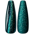 Glossy and matte Deep teal green nail swatches for BEMI Metal Leaf Techno.