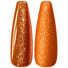 Glossy and matte Bright orange nail swatches for BEMI Metal Leaf Zest.