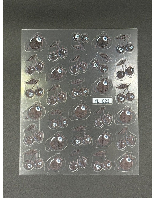 Coconoir Beauty Nail Decal 8-Ball Cherries nail decal sheet