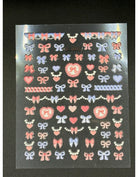 Coconoir Beauty Nail Decal 5D Pink & Blue Bows nail decal sheet