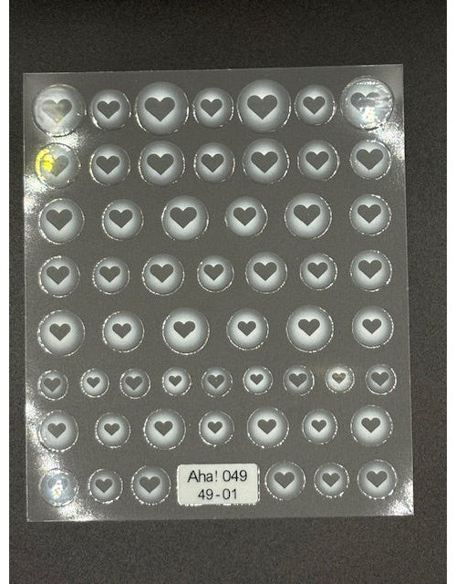 Coconoir Beauty Nail Decal Aura Hearts White nail decal sheet