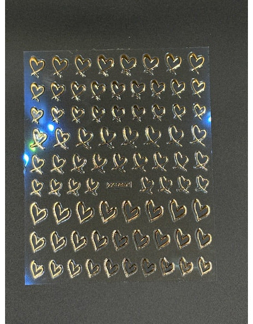 Coconoir Beauty Nail Decal 3D Heart Gold nail decal sheet