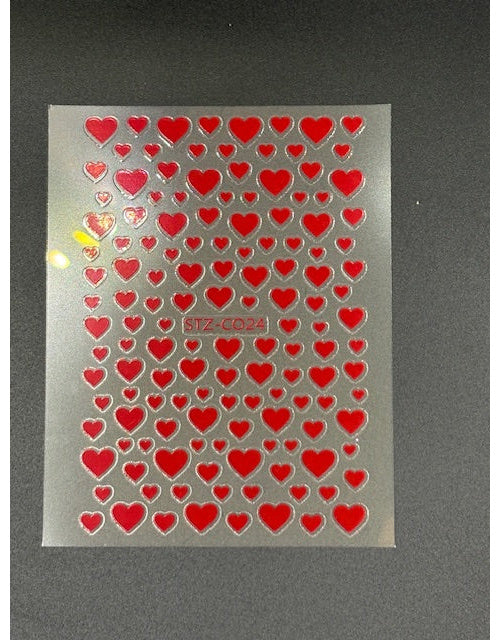 Coconoir Beauty Nail Decal Red Hearts nail decal sheet