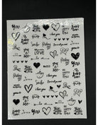 Coconoir Beauty Nail Decal Laser Heart Black nail decal sheet